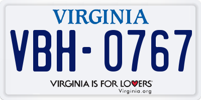 VA license plate VBH0767