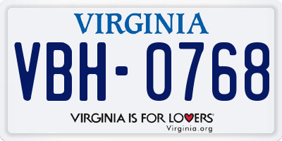 VA license plate VBH0768