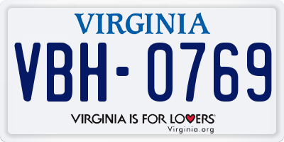 VA license plate VBH0769