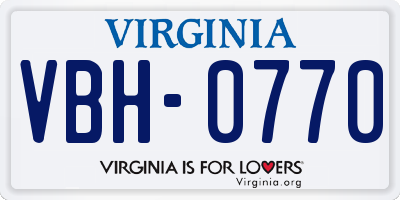 VA license plate VBH0770