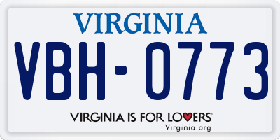 VA license plate VBH0773
