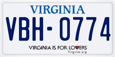 VA license plate VBH0774