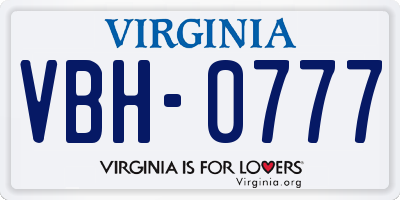 VA license plate VBH0777