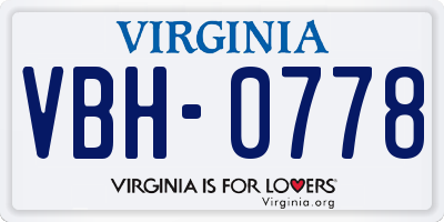 VA license plate VBH0778