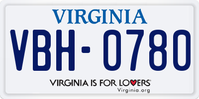 VA license plate VBH0780