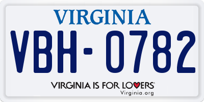 VA license plate VBH0782