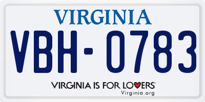 VA license plate VBH0783