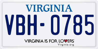 VA license plate VBH0785