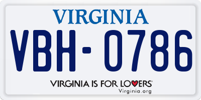 VA license plate VBH0786