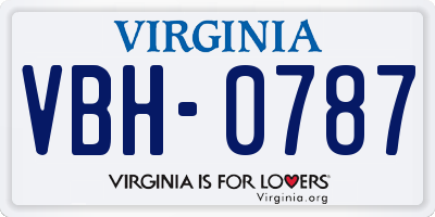 VA license plate VBH0787