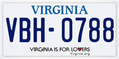VA license plate VBH0788