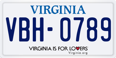 VA license plate VBH0789