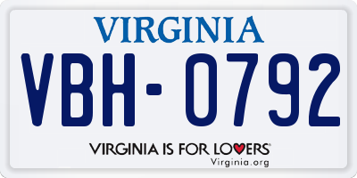 VA license plate VBH0792