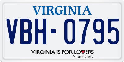VA license plate VBH0795