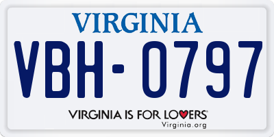 VA license plate VBH0797