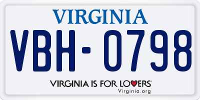 VA license plate VBH0798
