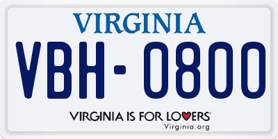 VA license plate VBH0800