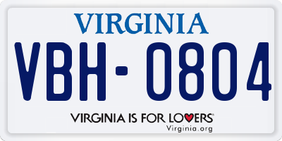 VA license plate VBH0804