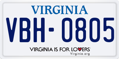 VA license plate VBH0805