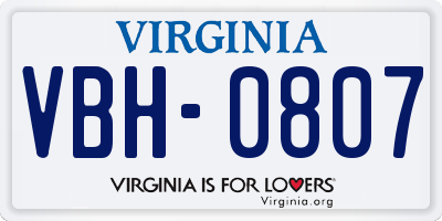 VA license plate VBH0807