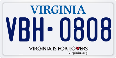 VA license plate VBH0808