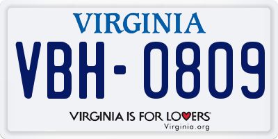 VA license plate VBH0809