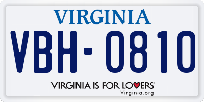 VA license plate VBH0810
