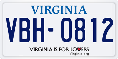 VA license plate VBH0812