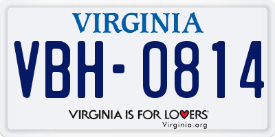 VA license plate VBH0814