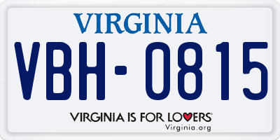 VA license plate VBH0815