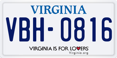 VA license plate VBH0816