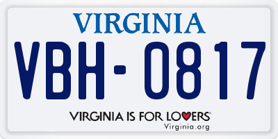 VA license plate VBH0817