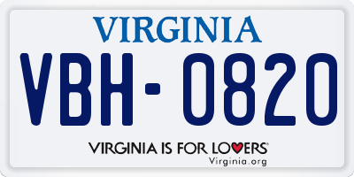 VA license plate VBH0820