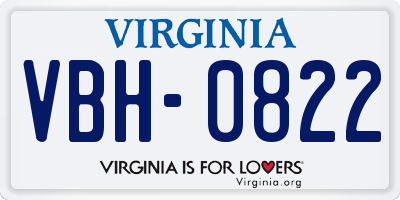 VA license plate VBH0822