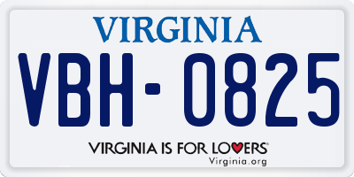 VA license plate VBH0825