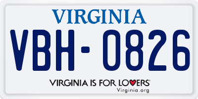 VA license plate VBH0826
