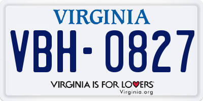 VA license plate VBH0827
