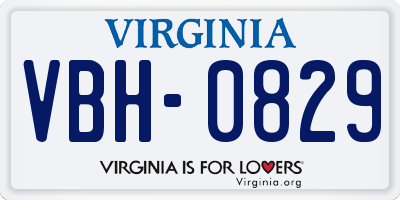 VA license plate VBH0829