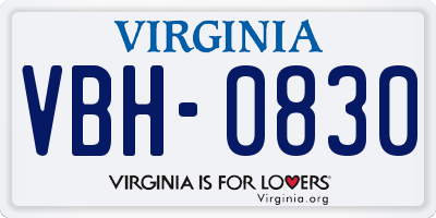 VA license plate VBH0830