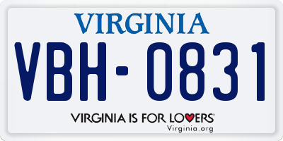 VA license plate VBH0831