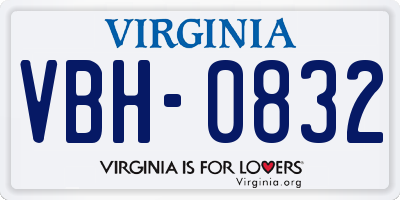 VA license plate VBH0832