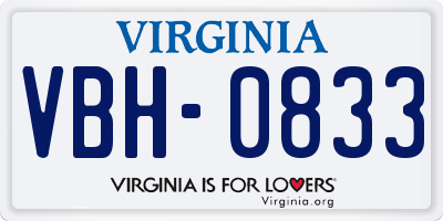 VA license plate VBH0833