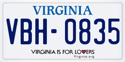 VA license plate VBH0835