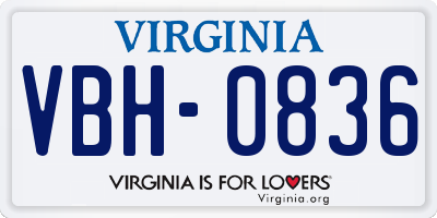 VA license plate VBH0836