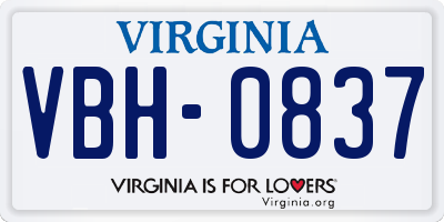 VA license plate VBH0837