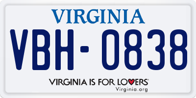 VA license plate VBH0838