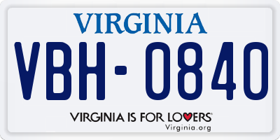 VA license plate VBH0840