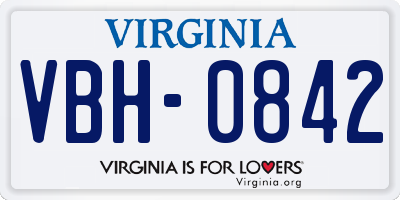 VA license plate VBH0842
