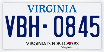 VA license plate VBH0845