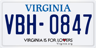 VA license plate VBH0847